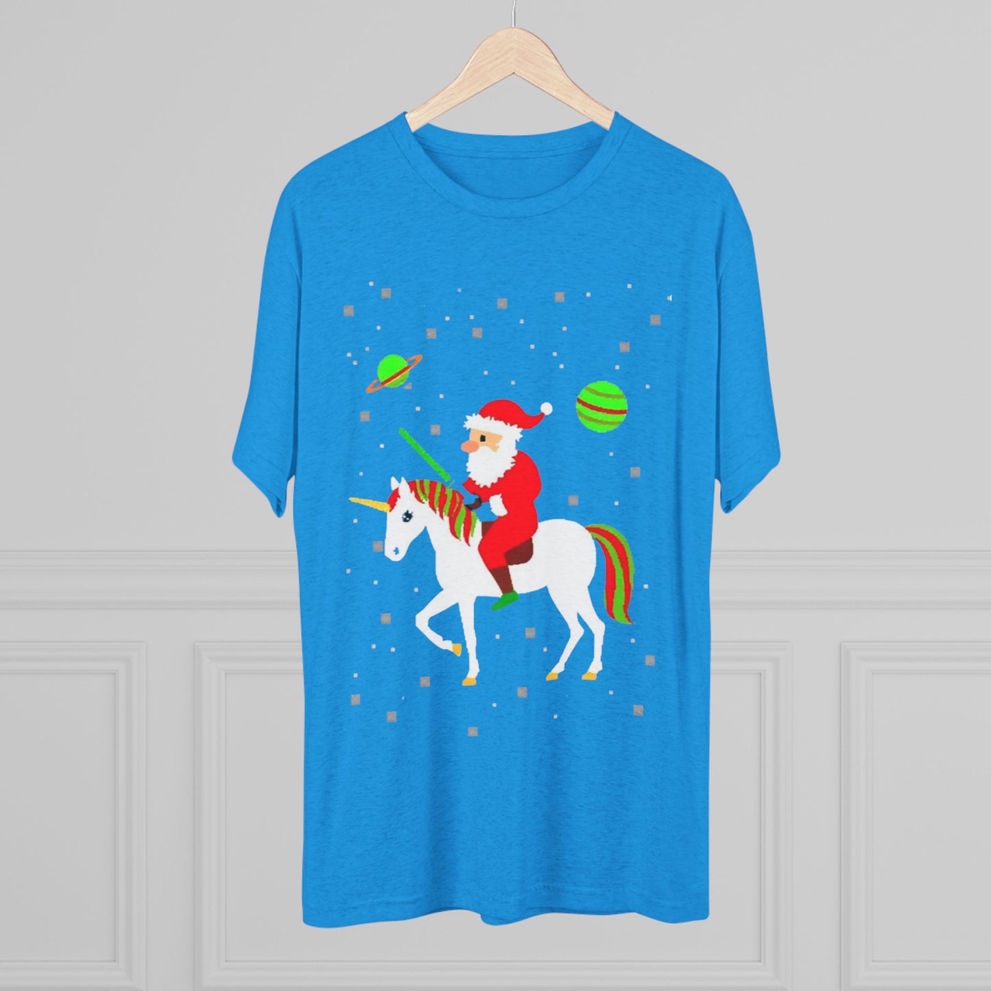 Christmas Space Santa Riding Unicorn T‑Shirt