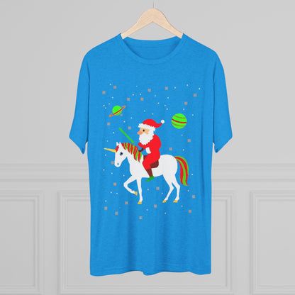 Christmas Space Santa Riding Unicorn T‑Shirt