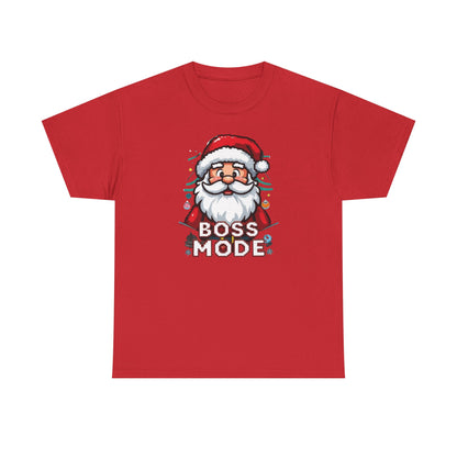 Boss Mode Santa T-Shirt — Funny Christmas Tee with 'Boss Mode' Santa Design
