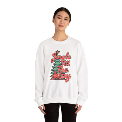Christmas Sweatshirt — "Jingle All The Way" Retro Tree Holiday Crewneck