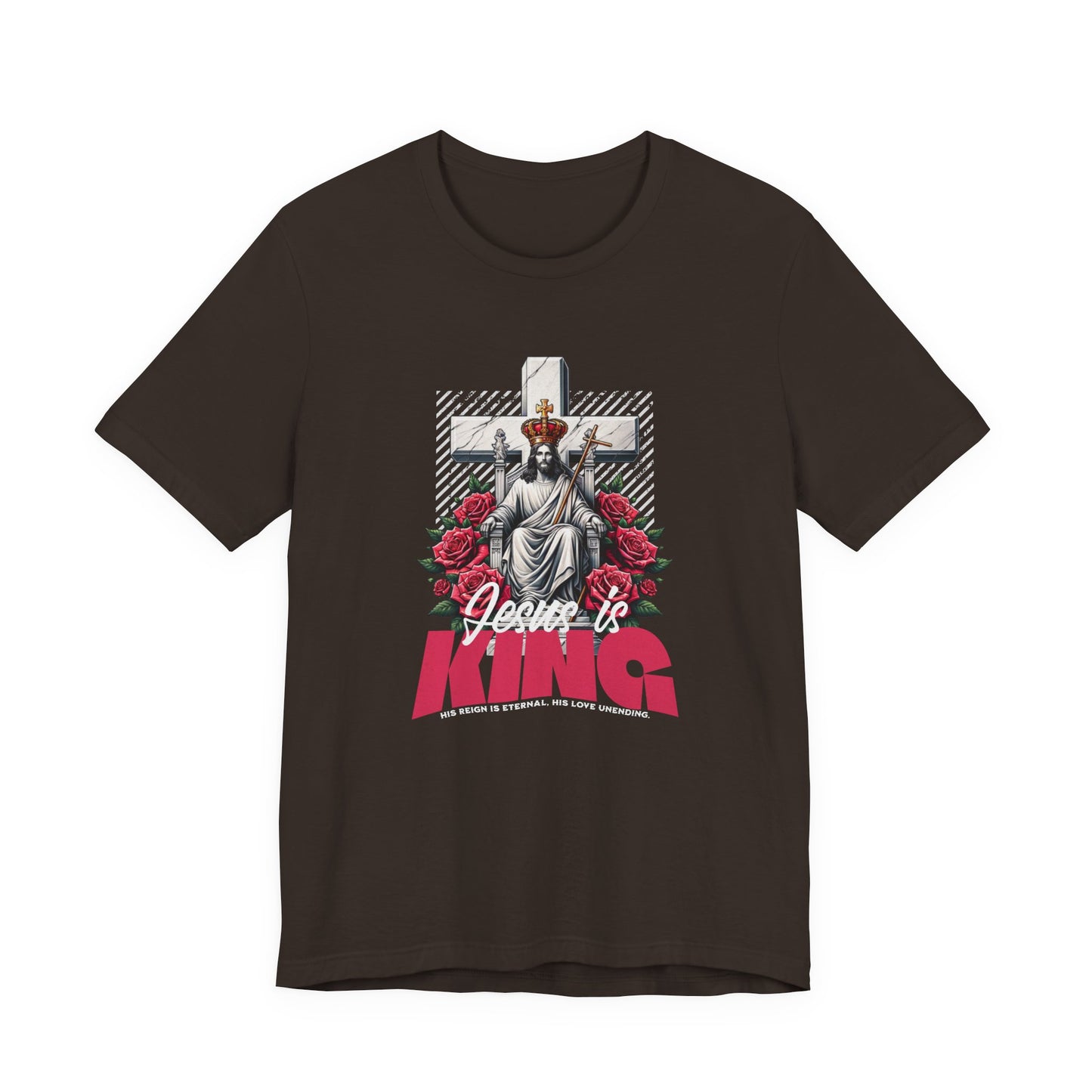 Jesus Is King T-Shirt — Christian Faith Graphic Tee with Cross & Roses