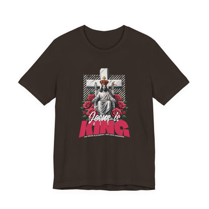 Jesus Is King T-Shirt — Christian Faith Graphic Tee with Cross & Roses