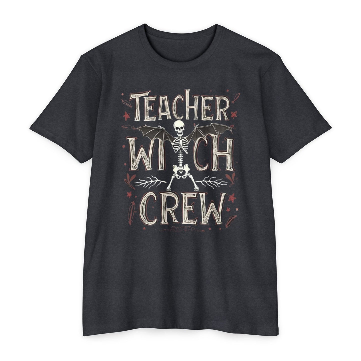 Teacher Witch Crew T-Shirt — Halloween Skeleton Teacher Tee