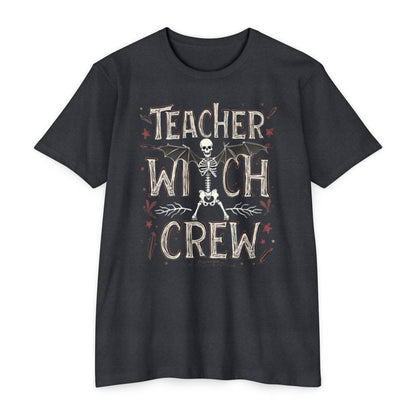Teacher Witch Crew T-Shirt — Halloween Skeleton Teacher Tee