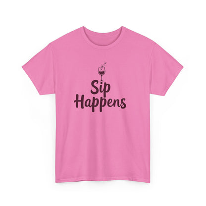Sip Happens Unisex Heavy Cotton Tee - Funny Graphic Shirt, Casual Wear, Gift for Coffee Lovers, Everyday Comfort, Birthday Party T-Shirt - Psychonaut Swag