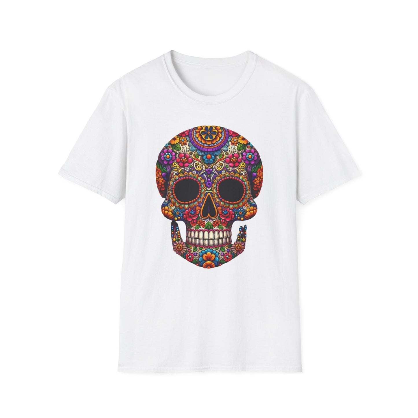 Floral Skull, Unisex Softstyle T-Shirt - Psychonaut Swag