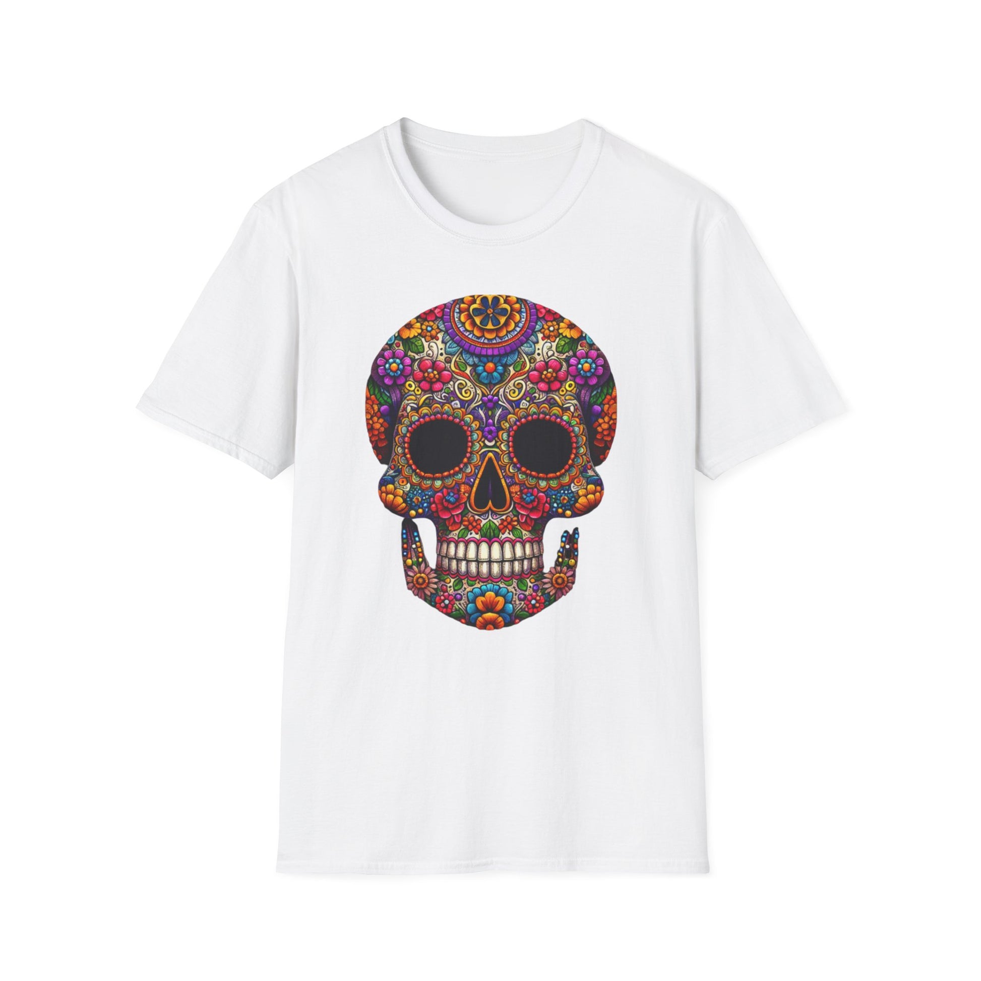Floral Skull, Unisex Softstyle T-Shirt - Psychonaut Swag