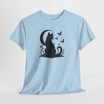 Black Cat Moon T‑Shirt — Gothic Cat Silhouette Tee