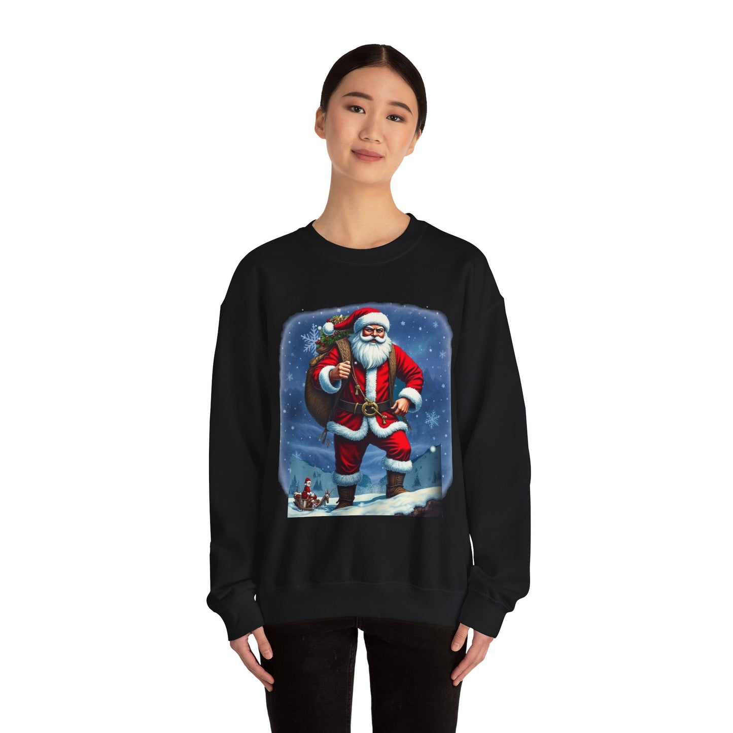 Santa Snow Hike, Graphic Sweatshirt – Vintage Holiday Christmas Crewneck
