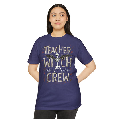 Teacher Witch Crew T-Shirt — Halloween Skeleton Teacher Tee