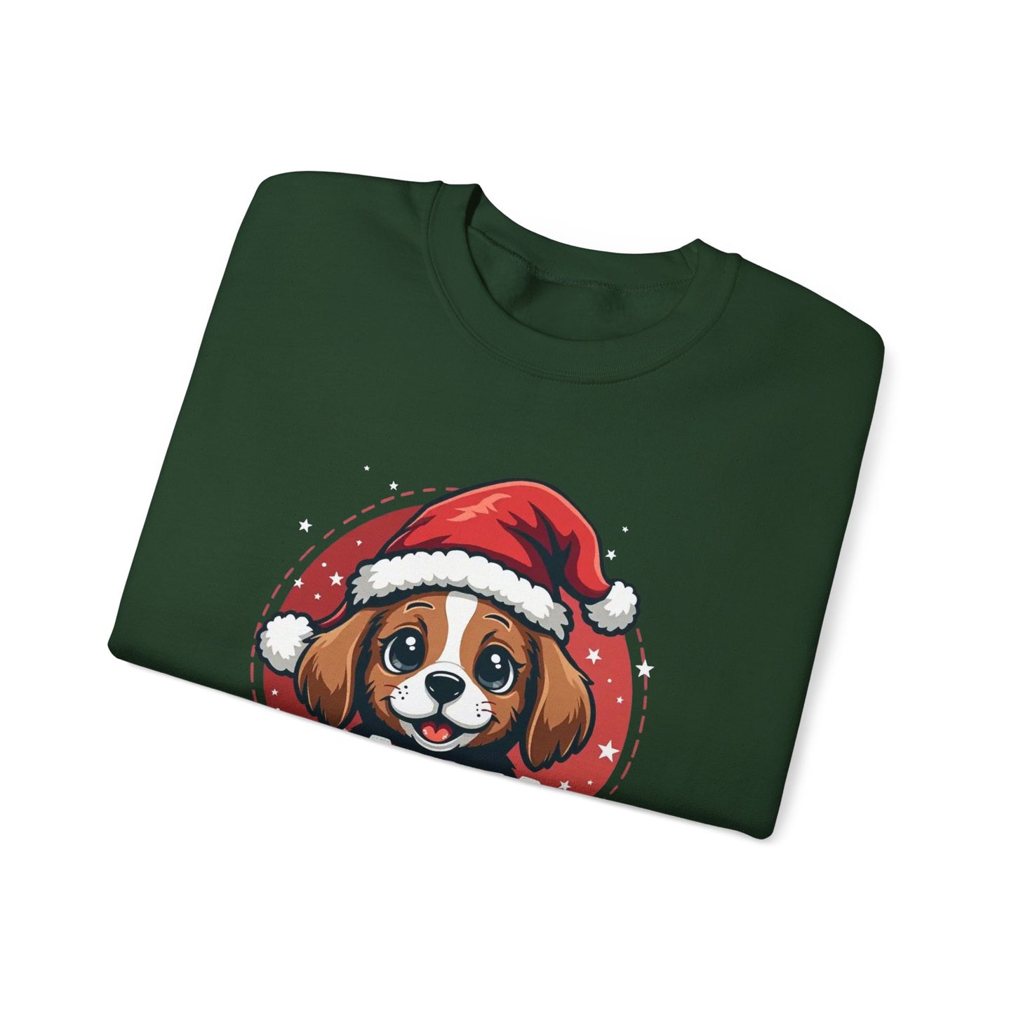 Christmas Dog Sweatshirt — "Santa Paws" Cute Puppy Holiday Crewneck