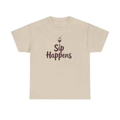 Sip Happens Unisex Heavy Cotton Tee - Funny Graphic Shirt, Casual Wear, Gift for Coffee Lovers, Everyday Comfort, Birthday Party T-Shirt - Psychonaut Swag