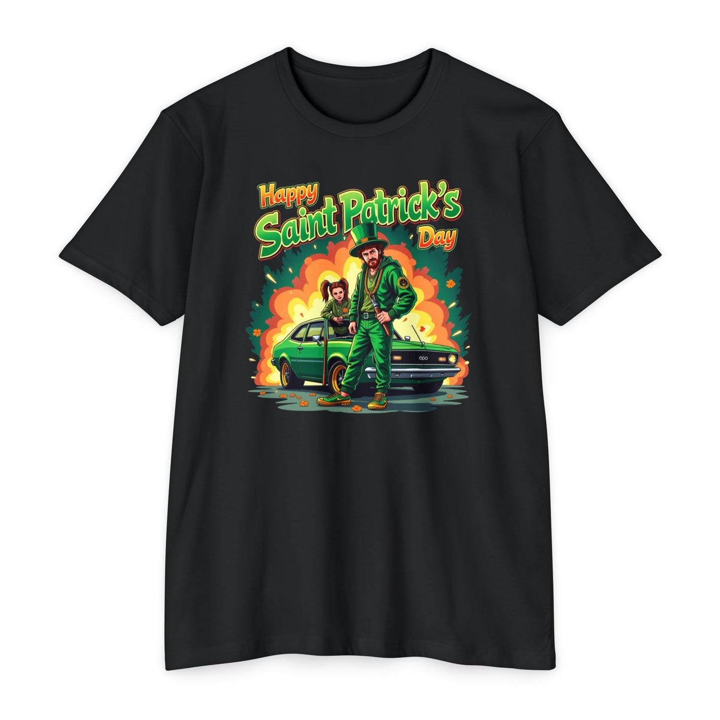 Saint Patrick's Day T-Shirt — "Happy Saint Patrick's Day" Retro Leprechaun Design