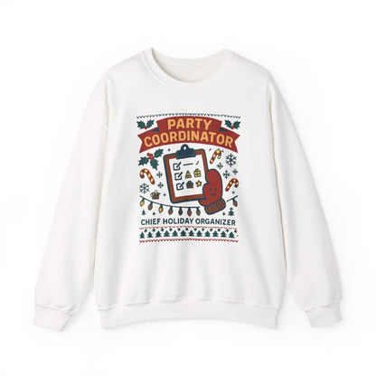 Holiday Party Coordinator Sweatshirt — “Chief Holiday Organizer” Christmas Crewneck