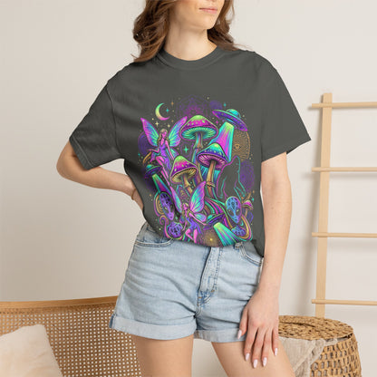 Psychedelic Mushroom Graphic T-Shirt — Neon Space Trippy Art