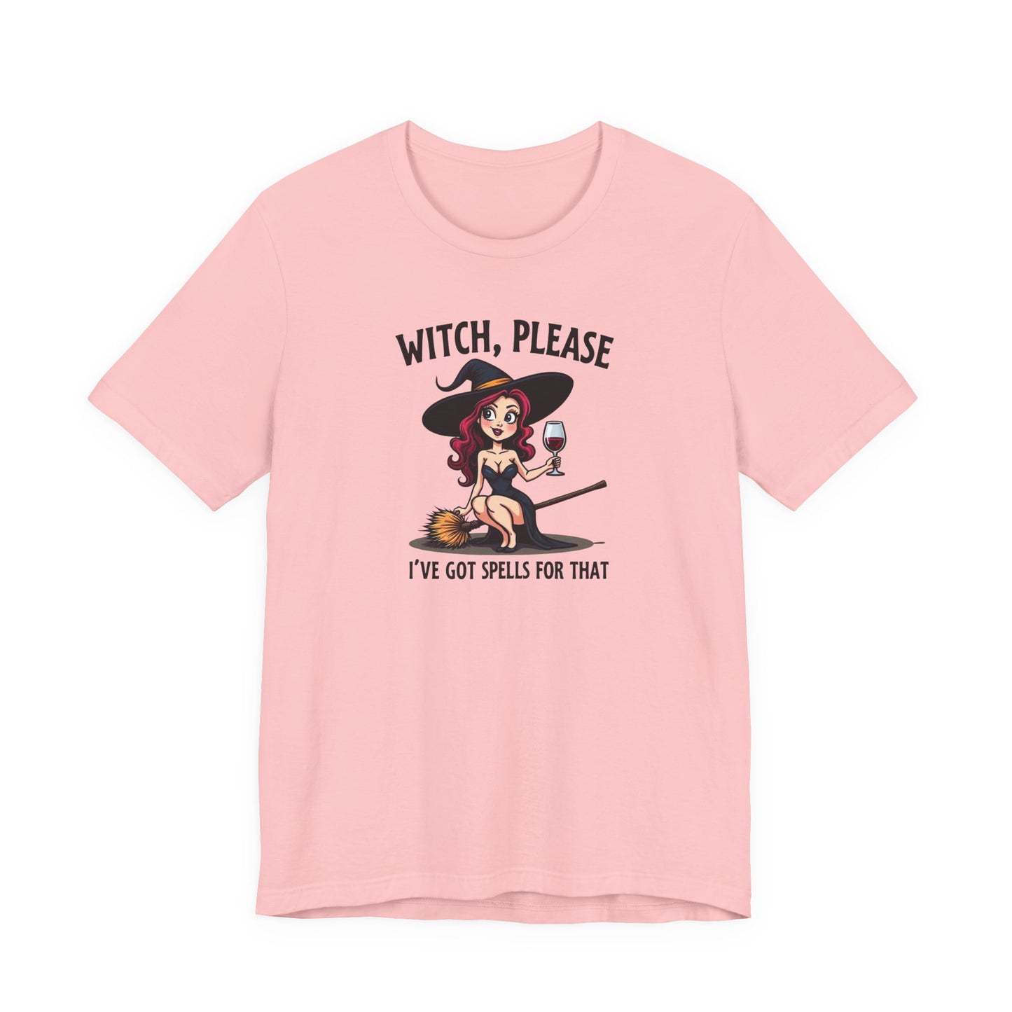 Witch, Please Tee — Cute Pinup Witch Graphic T‑Shirt ("I’ve Got Spells For That")
