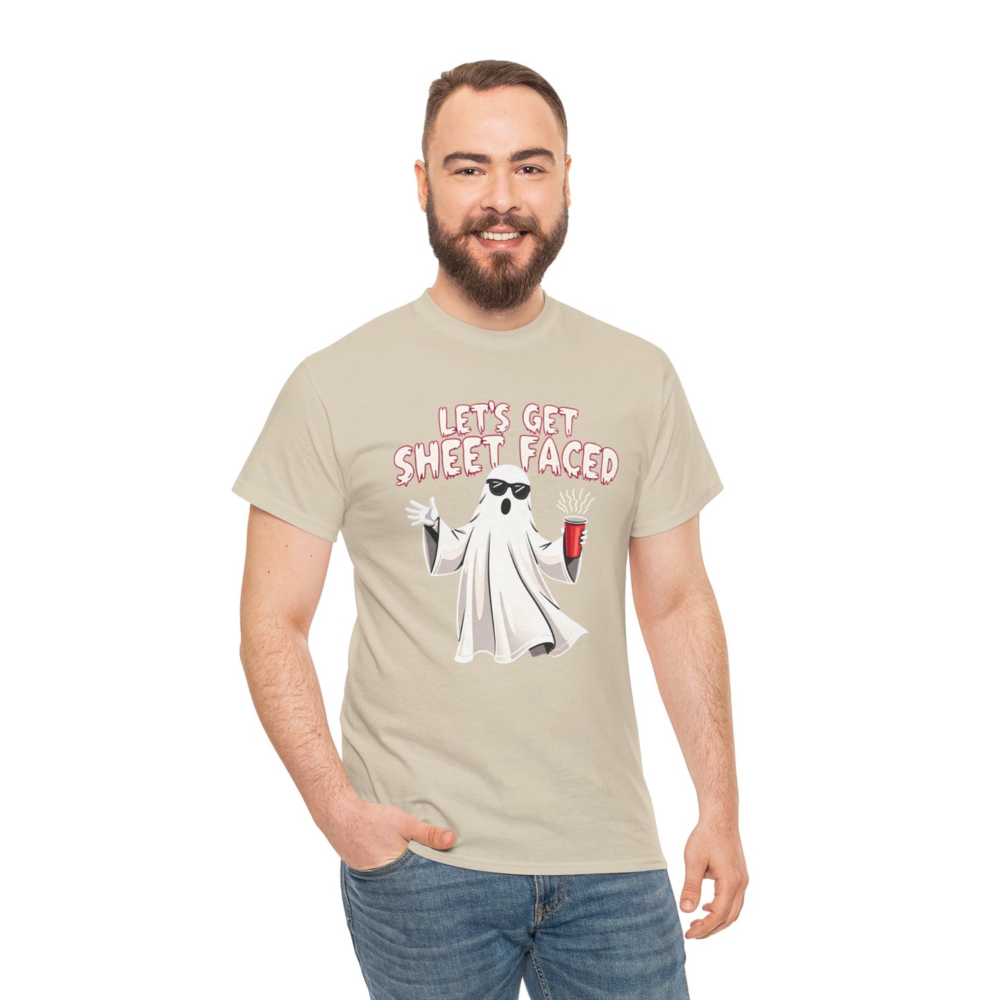 Let's Get Sheet Faced Ghost T‑Shirt — Funny Halloween Party Tee