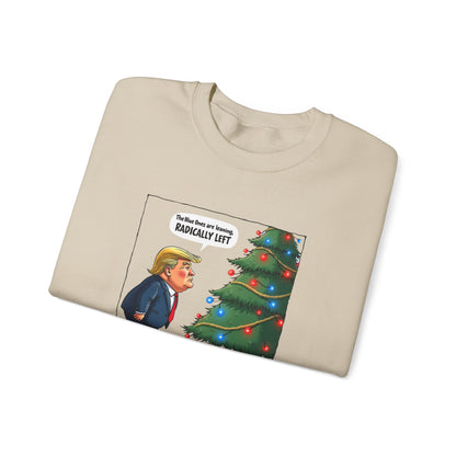 Political Christmas Tree Sweatshirt — "Radically Lit" Holiday Cartoon Crewneck
