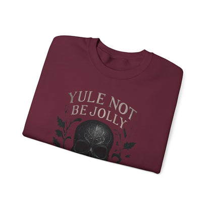 Holiday Crewneck Sweatshirt — “Yule Not Be Jolly” Skull Christmas Sweater