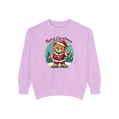Christmas Bear, Unisex Garment-Dyed Sweatshirt