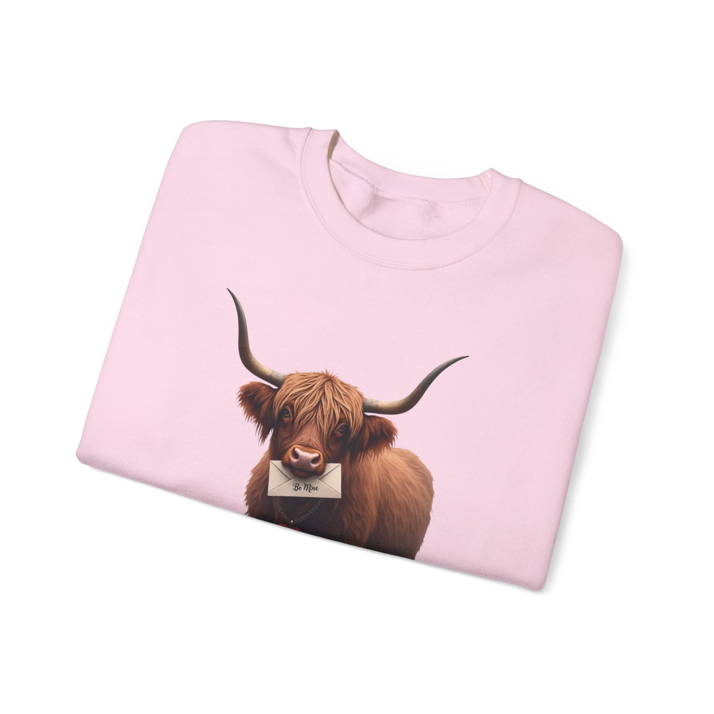 Highland Cow with Valentine, Unisex Heavy Blend™ Crewneck Sweatshirt