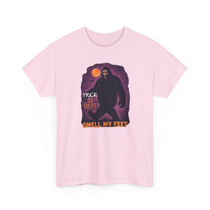 Halloween Bigfoot Tee, Unisex Cotton T-Shirt, Trick or Treat Shirt, Smell My Feet Design, Funny Halloween Apparel