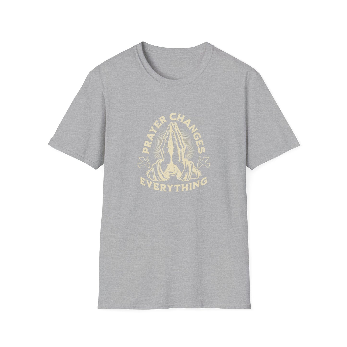 Prayer Changes Everything T-Shirt — Vintage Praying Hands Christian Tee