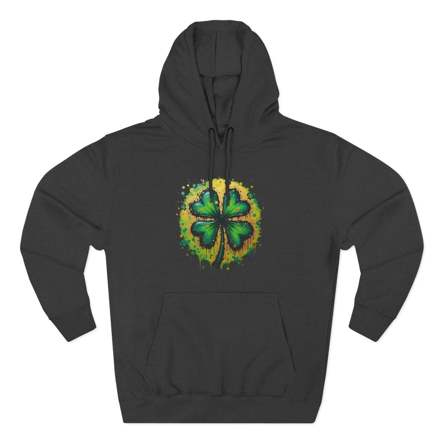 St. Patrick's Watercolor Shamrock Hoodie — Green Four-Leaf Luck Pullover