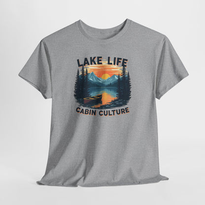 Lake Life Cabin Culture T-Shirt — Vintage Sunset Wilderness Tee
