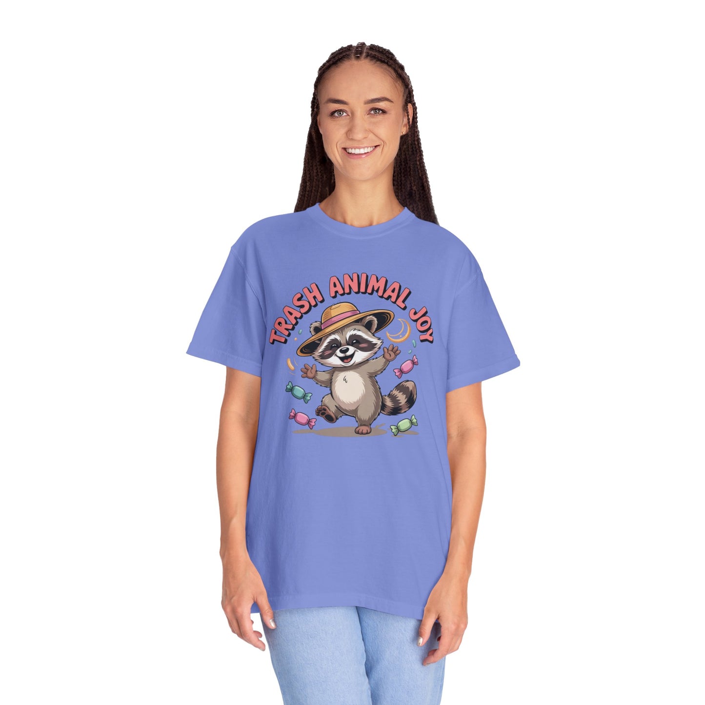 Trash Animal Joy Raccoon T-Shirt — Cute Candy-Loving Graphic Tee