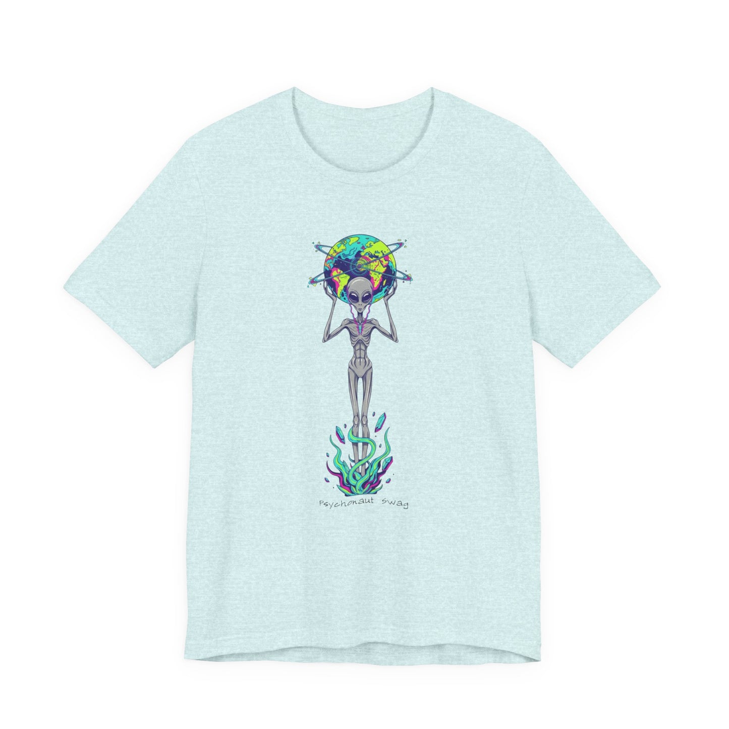 Alien Holding Earth Graphic Tee — Cosmic Sci‑Fi Alien Shirt