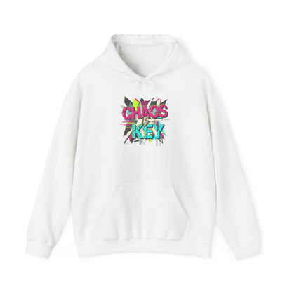 Chaos Key Hoodie — Retro Neon Graphic Pullover