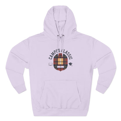 Campfire Classic Plaid Hoodie — Vintage Camping Fleece Pullover
