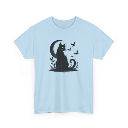 Black Cat Moon T‑Shirt — Gothic Cat Silhouette Tee