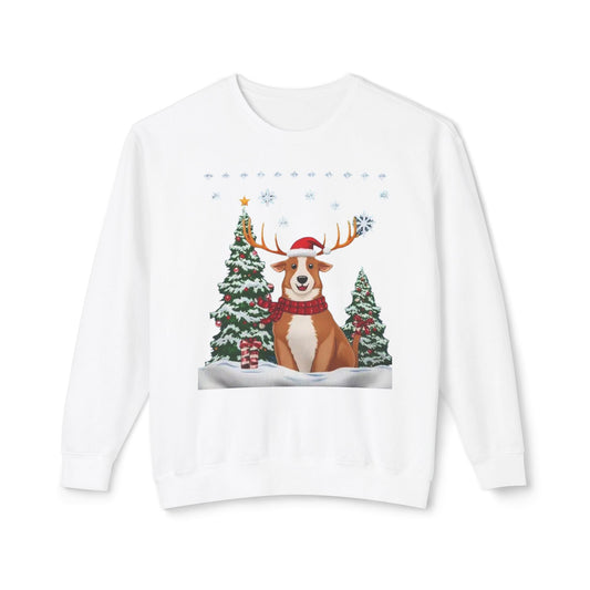 Christmas Corgi Sweatshirt - Festive Dog Reindeer Holiday Crewneck