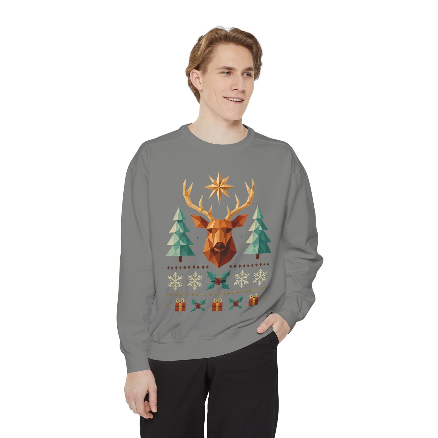 Reindeer Forest Sweatshirt — Vintage Holiday Moose Crewneck
