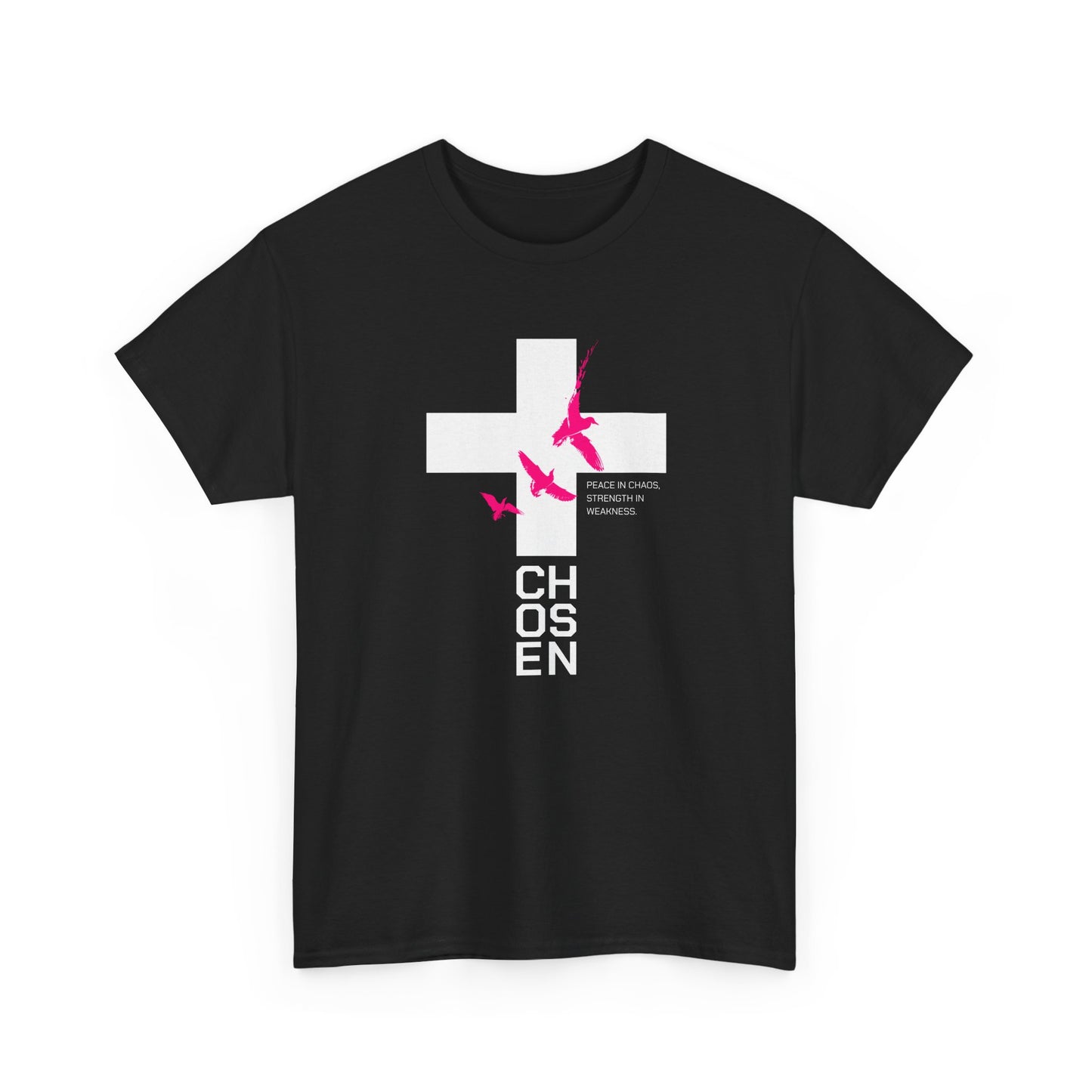 Chosen Cross T-Shirt — Bold Faith Graphic Tee with Pink Birds