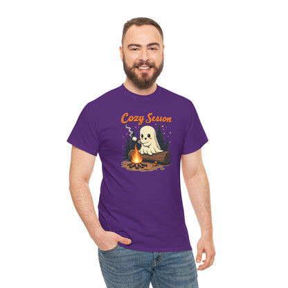 Cozy Season Tee — Cute Ghost Campfire Halloween T-Shirt