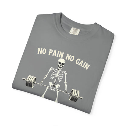 Deadlift Skeleton T-Shirt — “No Pain No Gain” Weightlifting Gym Tee
