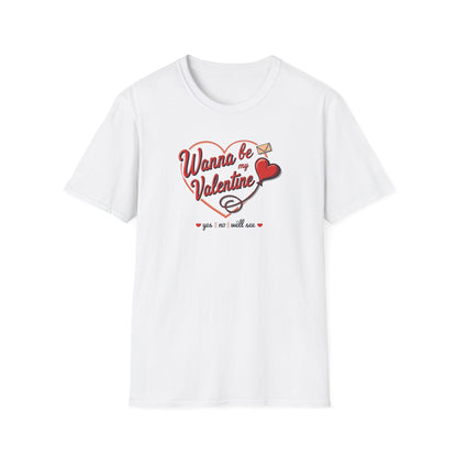 Valentine "Wanna Be My Valentine" T-Shirt - Cute Heart & Love Letter Tee