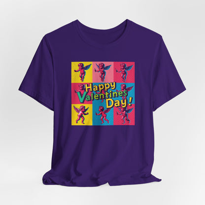 Valentine's Day Pop Art Tee — "Happy Valentine's Day!" Cupid Graphic Shirt