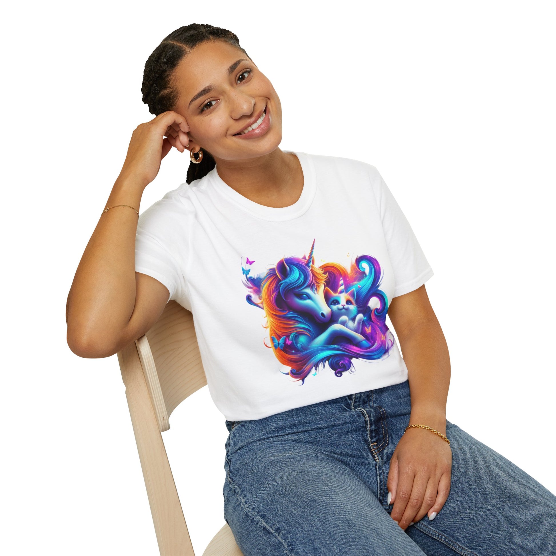 Unicorn with Caticorn Unisex T-Shirt - Magic of Unicorns hugging the Caticorns - Psychonaut Swag
