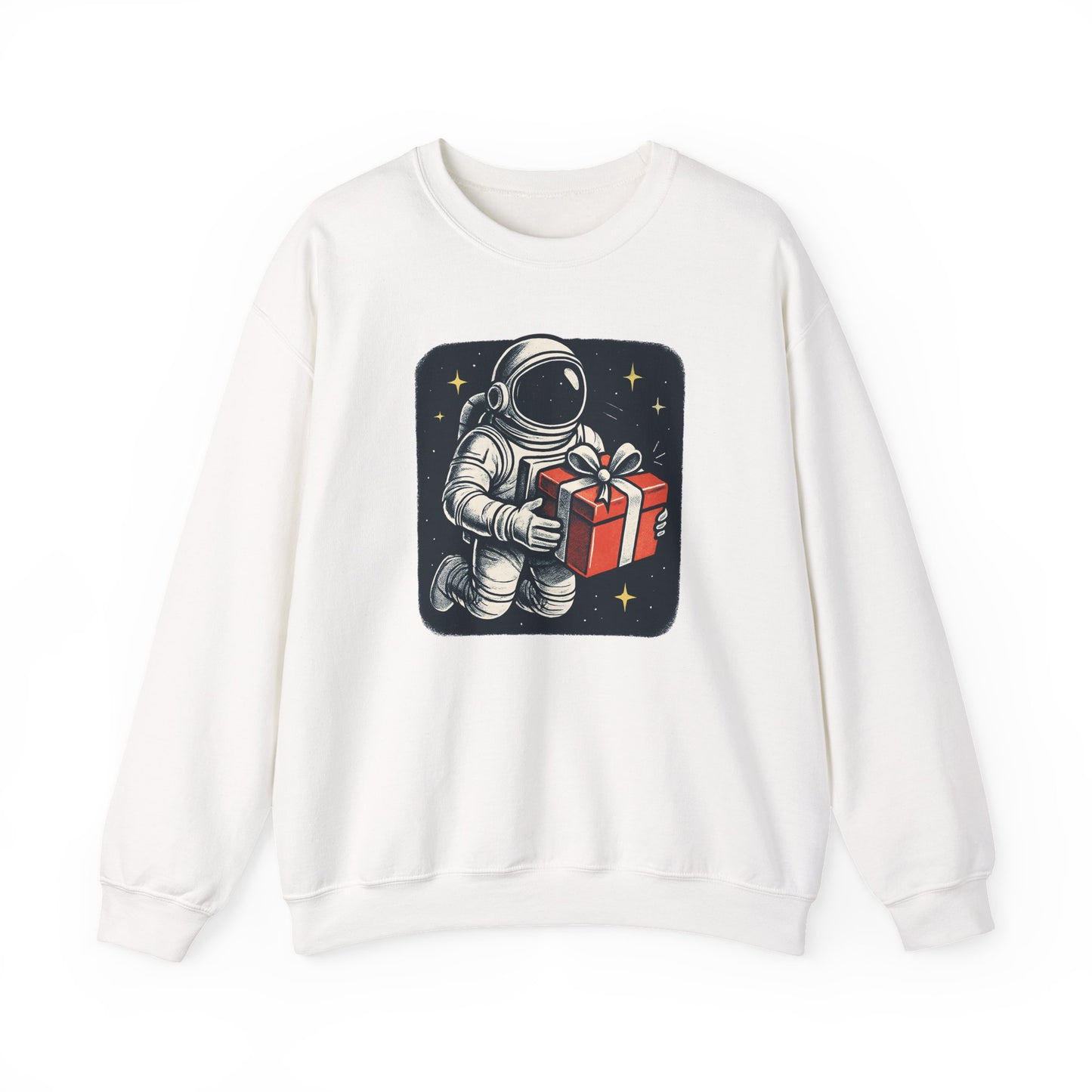 Astronaut holding Gift,  Unisex Heavy Blend™ Crewneck Sweatshirt