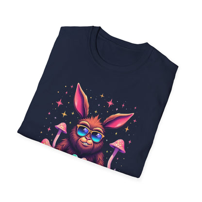 Easter Bunny Sasquatch T-Shirt — Colorful Psychedelic Bunny with Egg Basket