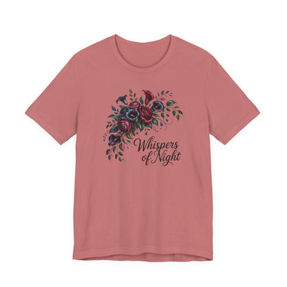 Whispers of Night Floral Tee — Dark Rose Bouquet Graphic T-Shirt