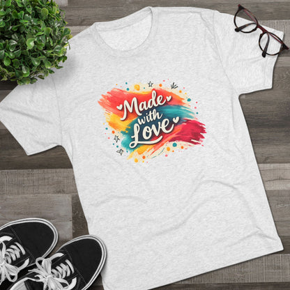 T-Shirt — "Made with Love" Colorful Brushstroke Graphic