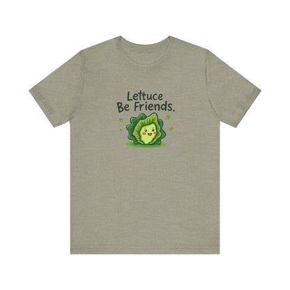 Lettuce Be Friends, Unisex Tee, Casual Wear, Gift for Vegetarians, Summer T-Shirt, Eco-Friendly Apparel - Psychonaut Swag
