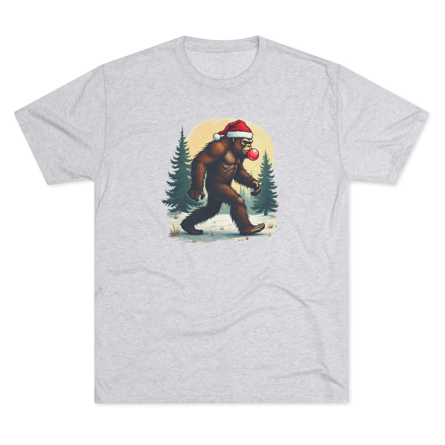 Christmas Bigfoot T-Shirt – Santa Hat Sasquatch Holiday Tee