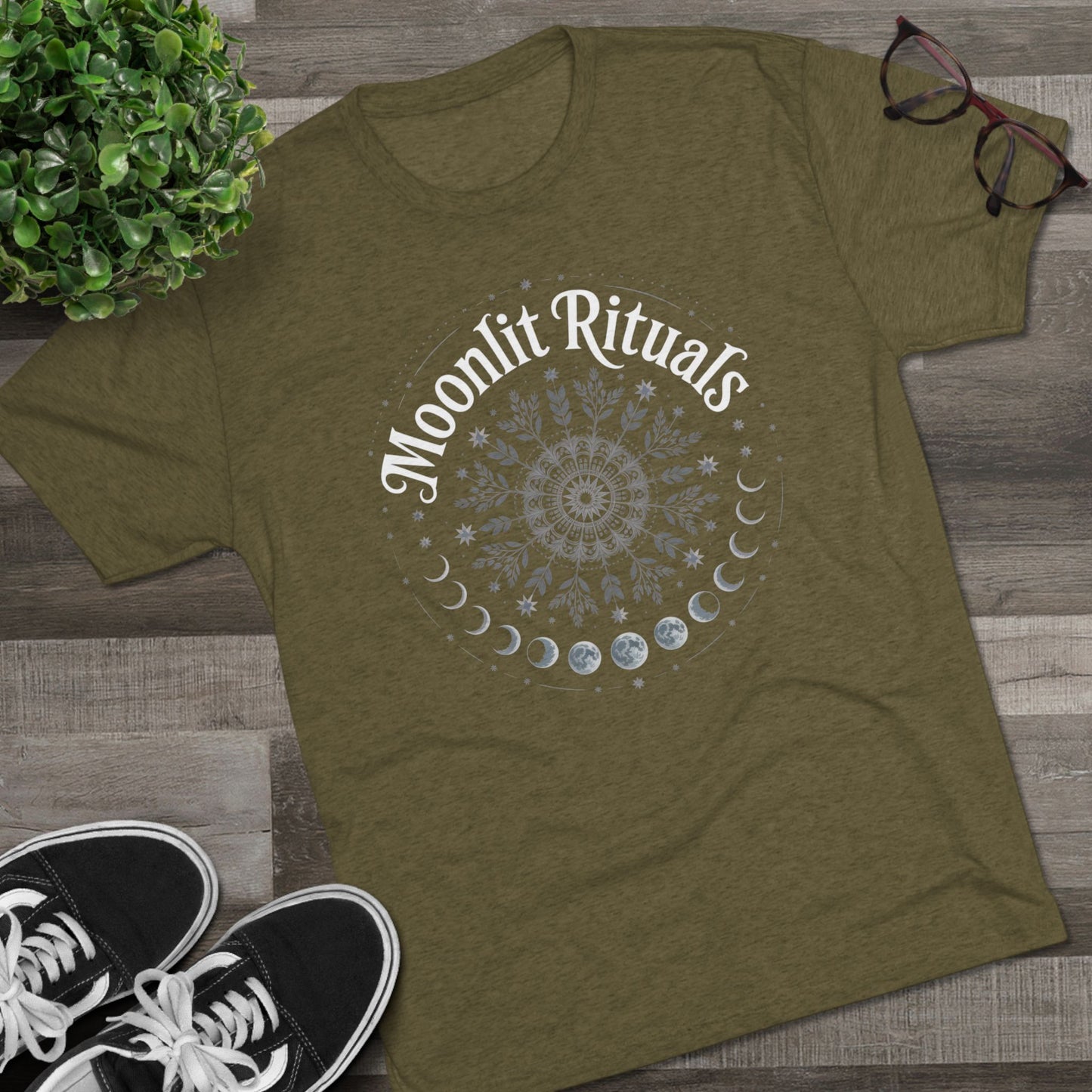 Moonlit Rituals Tee — Crescent Moon Phases Graphic T-Shirt