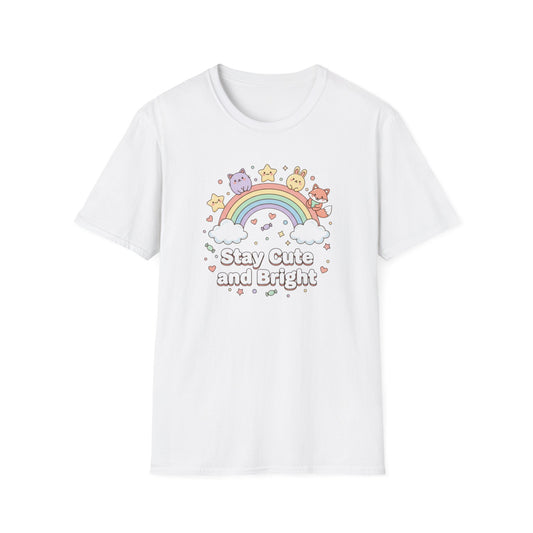 Stay Cute and Bright Rainbow T-Shirt — Kawaii Animal Graphic Tee